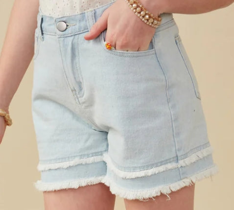Fray Hem Denim Shorts