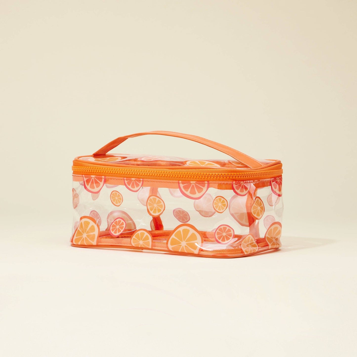 Fruit-Print Clear Makeup Bag with Handle Travel Organizer