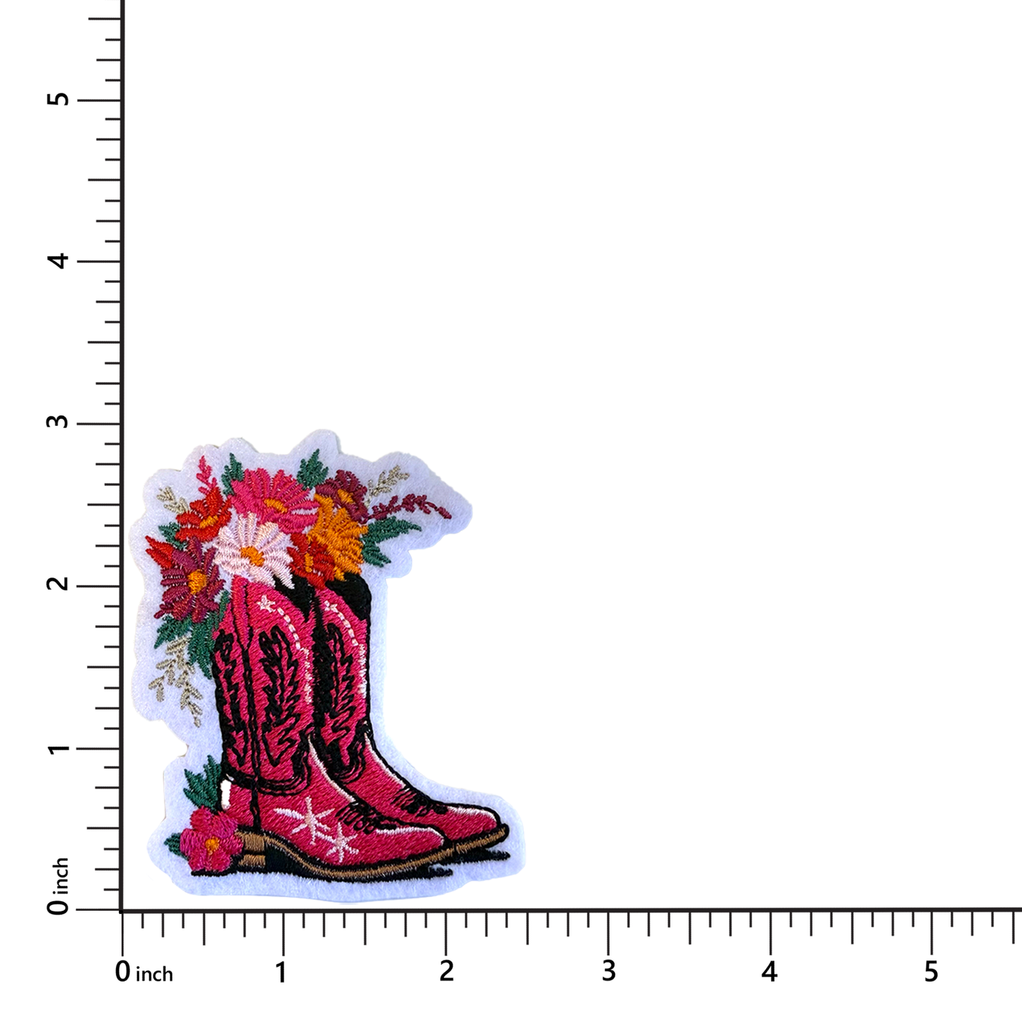 Cowgirl Boots with Flowers Iron On Patch