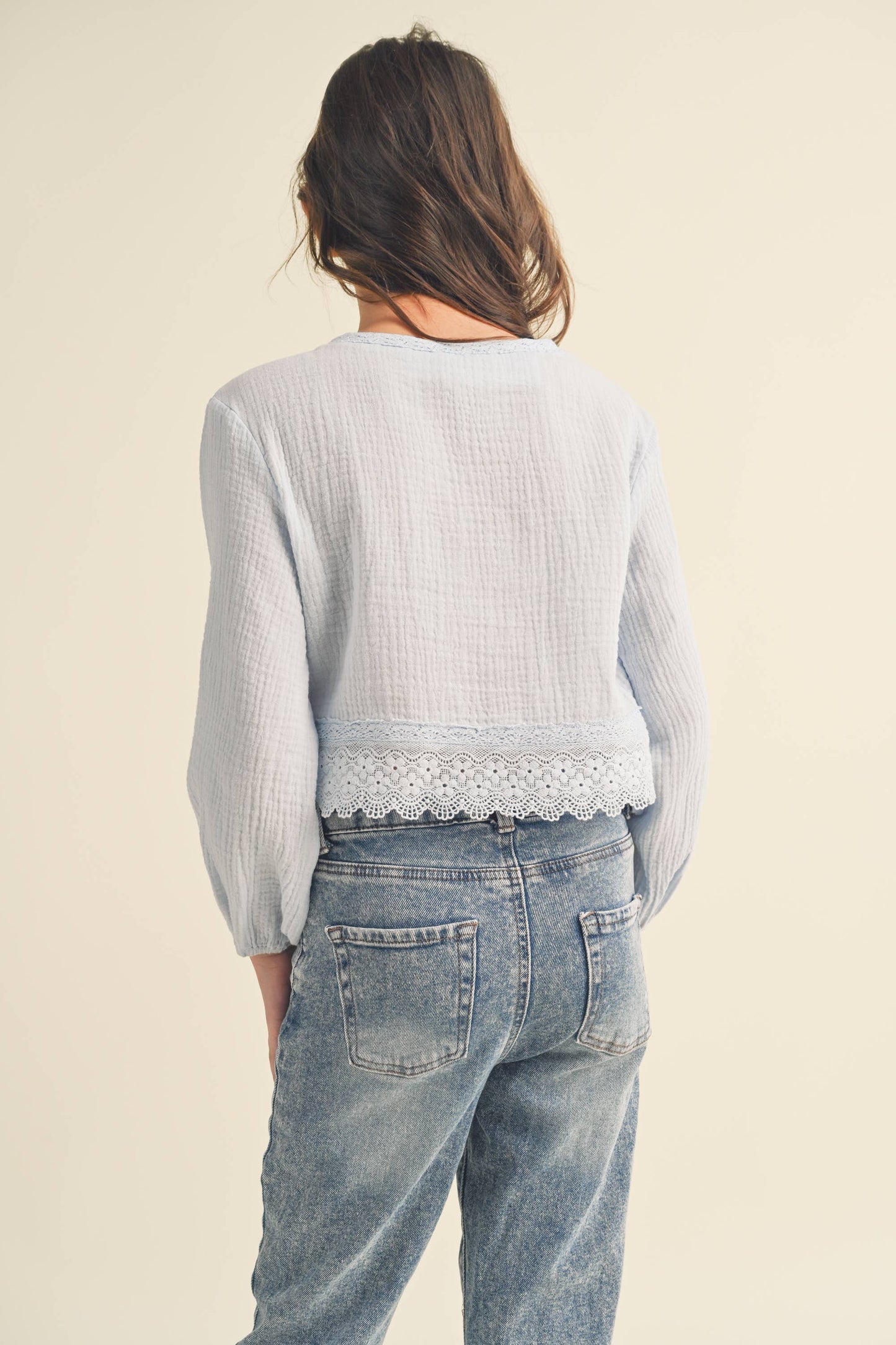 L/S BUTTON DOWN CROPPED TO