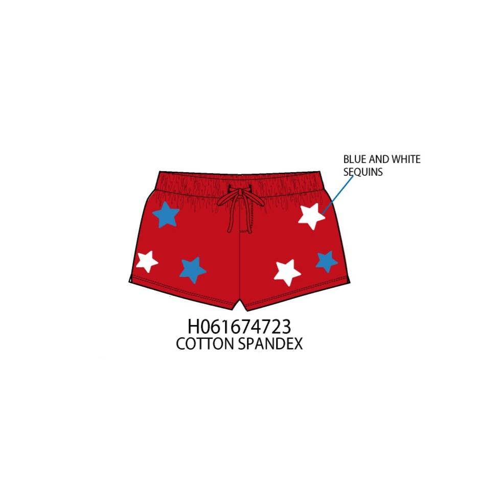 White & blue sequins star short