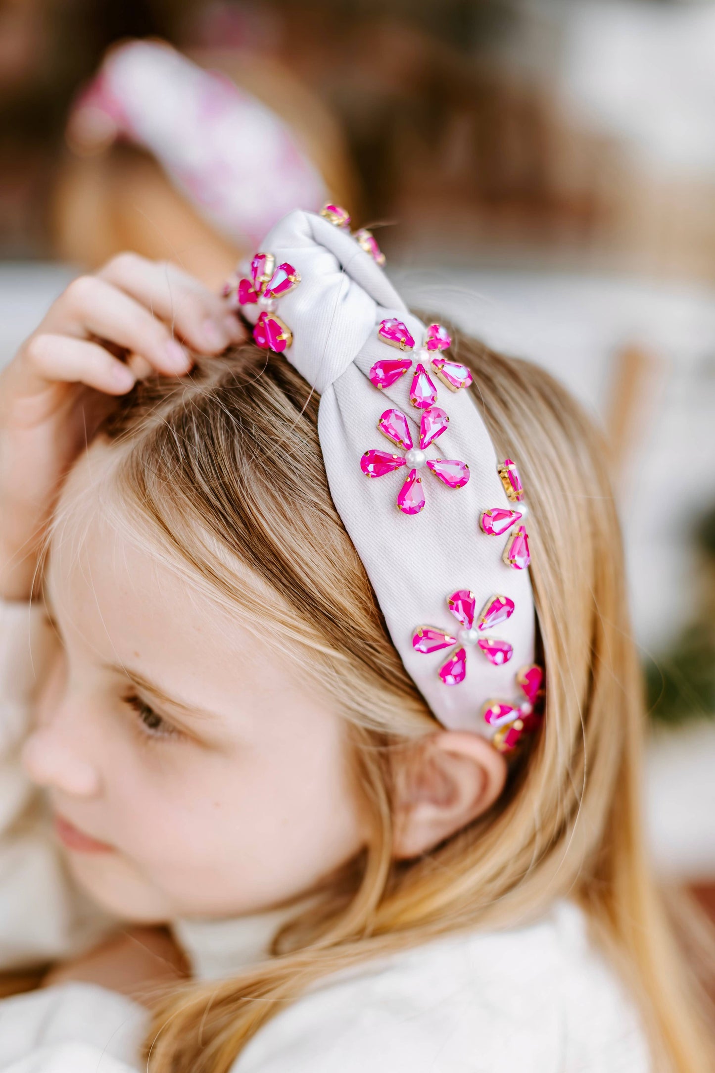 Tie Dye Flower Gem Knot Headband