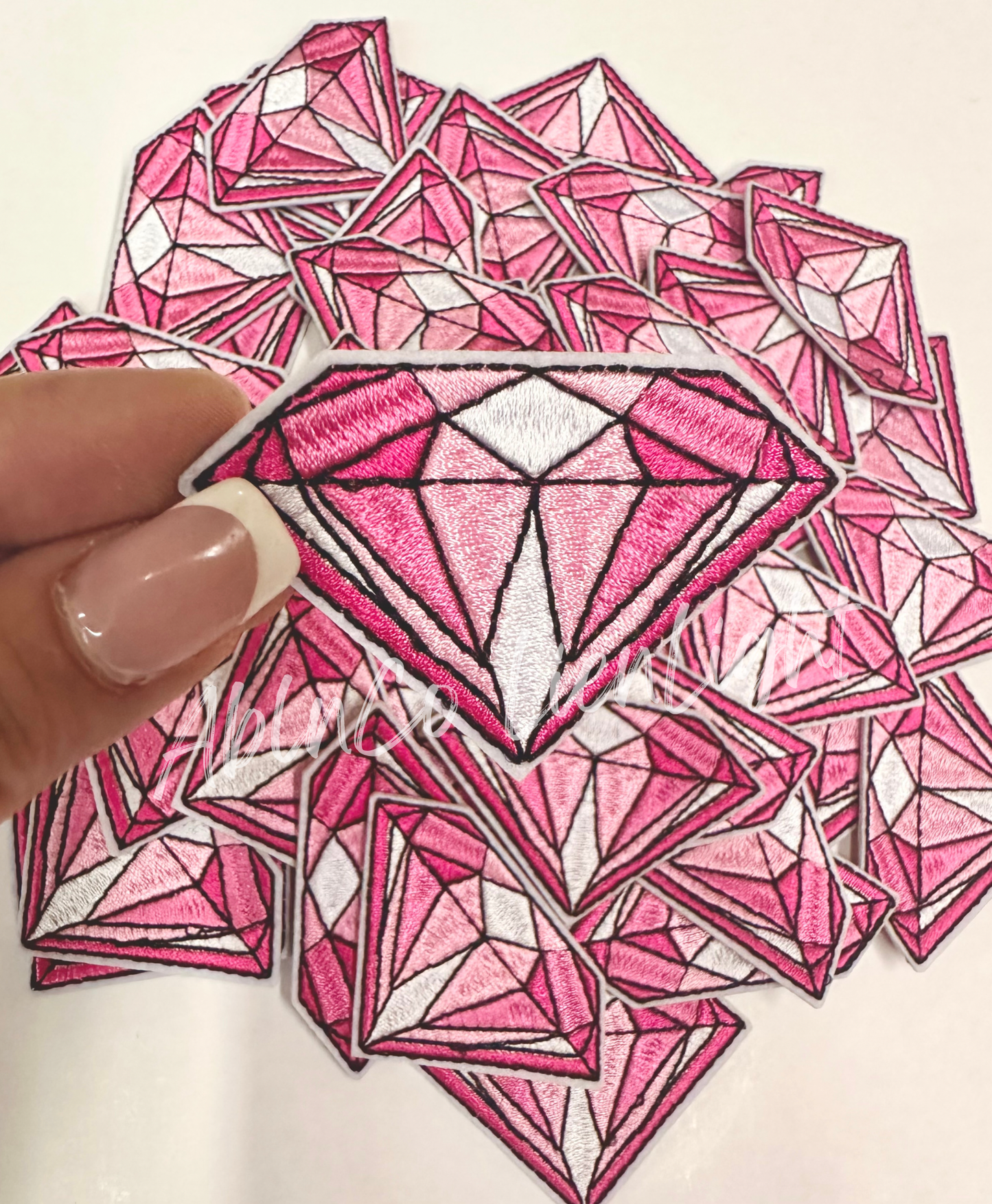 pink diamond embroidery patch