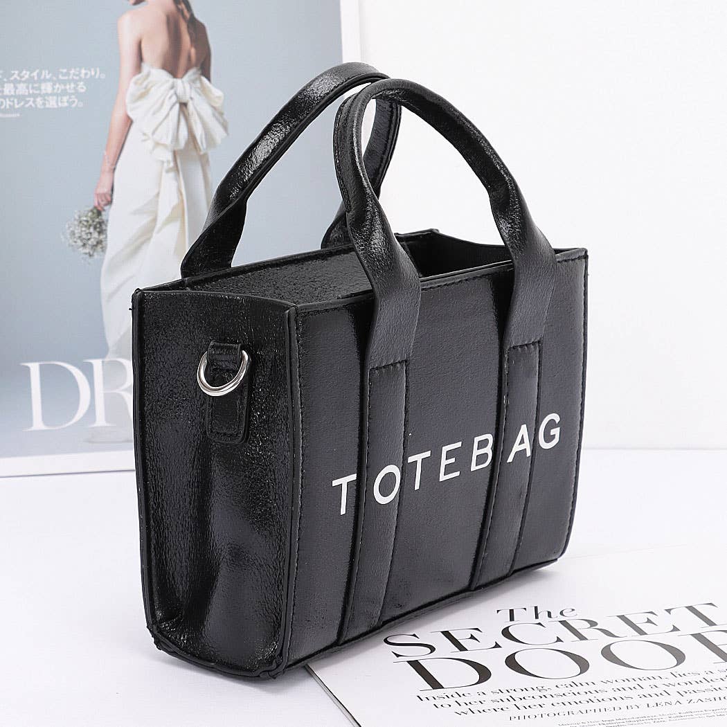 Metallic Faux Leather Tote Bag