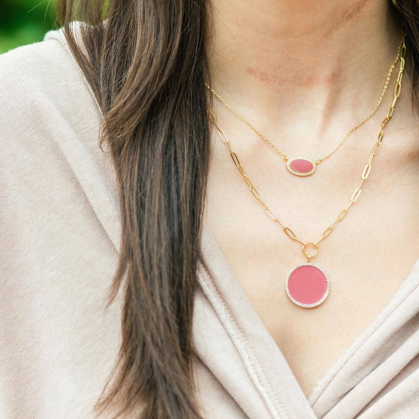 Circle Pave Pendant Necklace