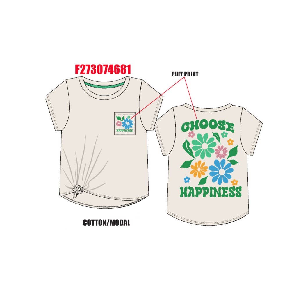 Choose happiness puff print graphic t-shirt