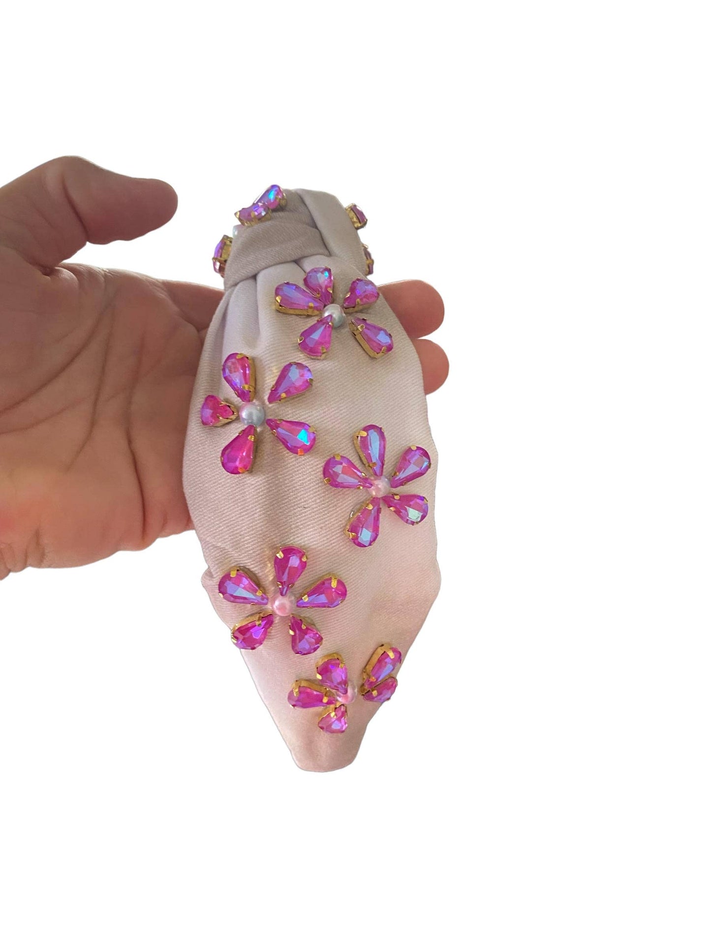 Tie Dye Flower Gem Knot Headband