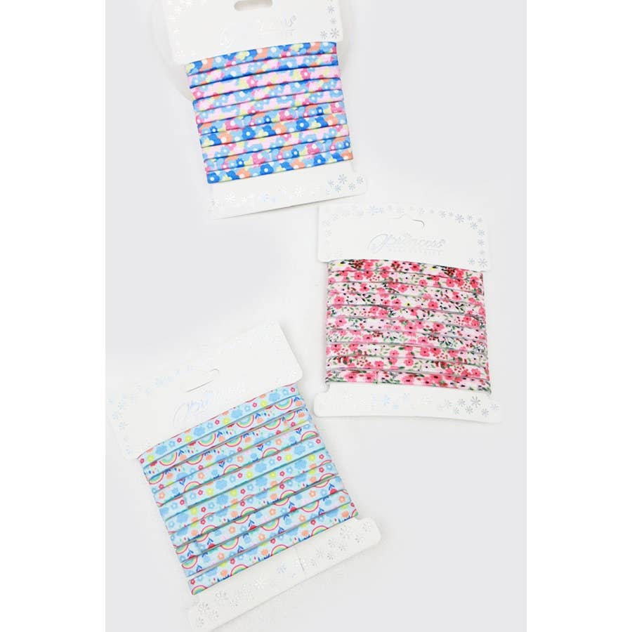 Flower Printed Seamless Nylon Elastic Hair Ties
