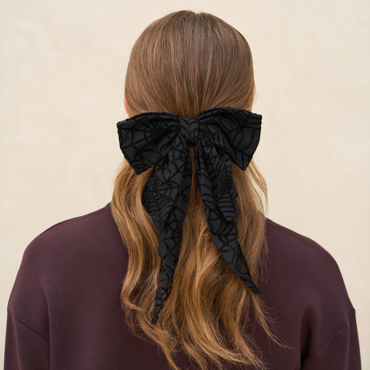 Oversized Bow Hair Clip - Spiderweb
