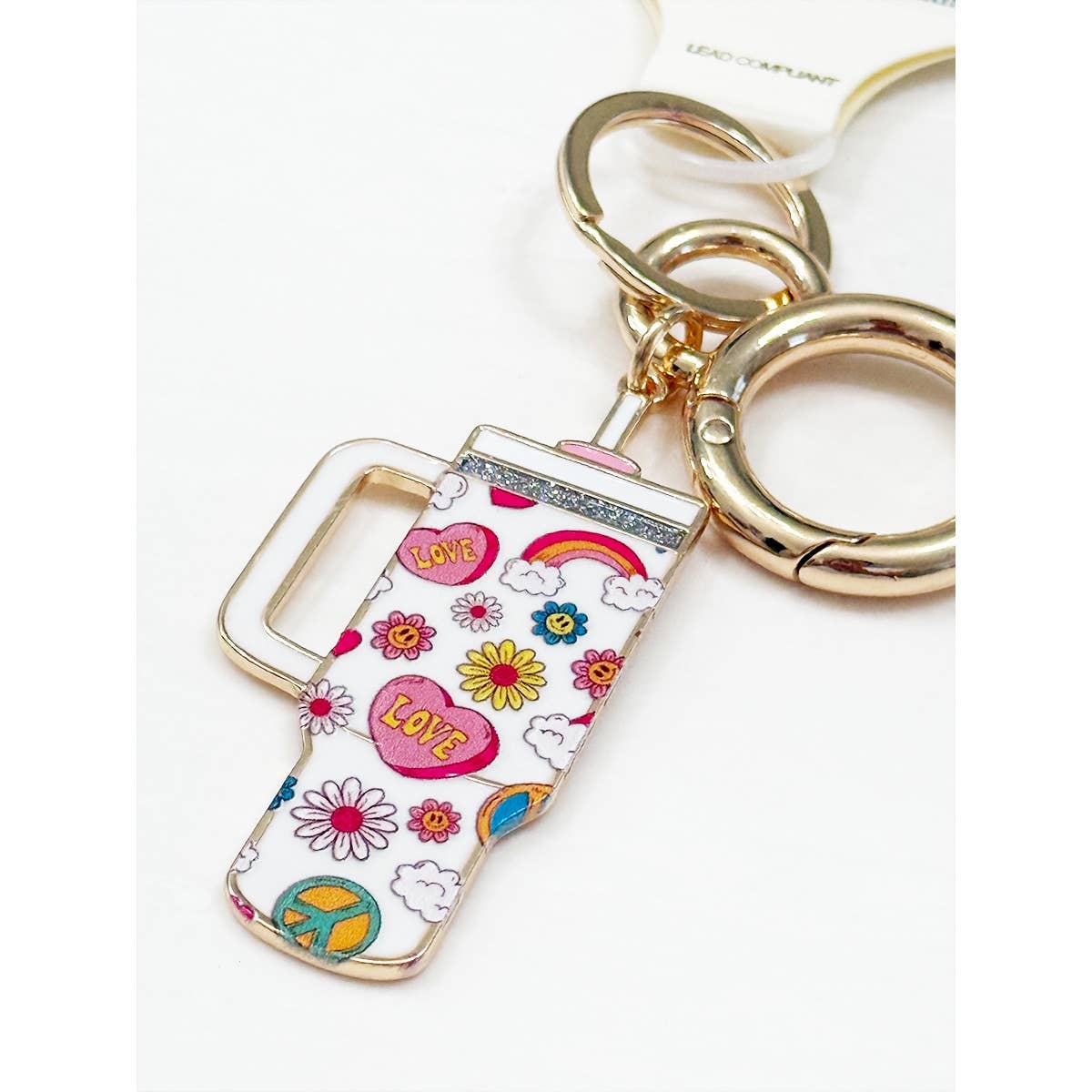 Tumbler Shaped Enamel with Bag Charm Key Chain
