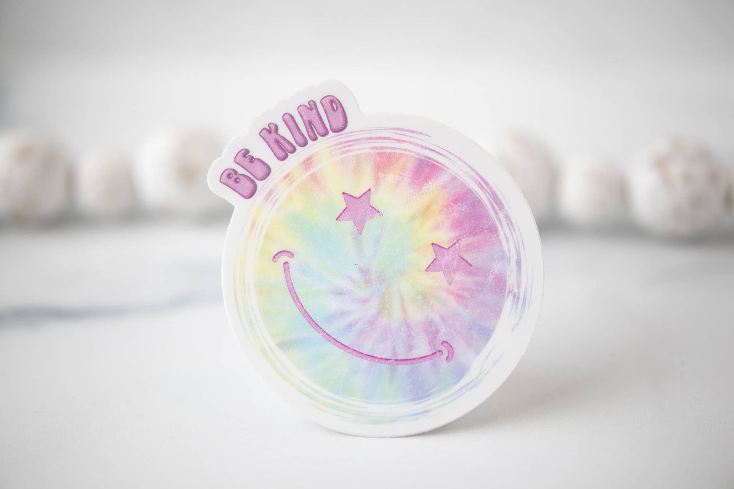 Be Kind Smile White Sticker, 3x3
