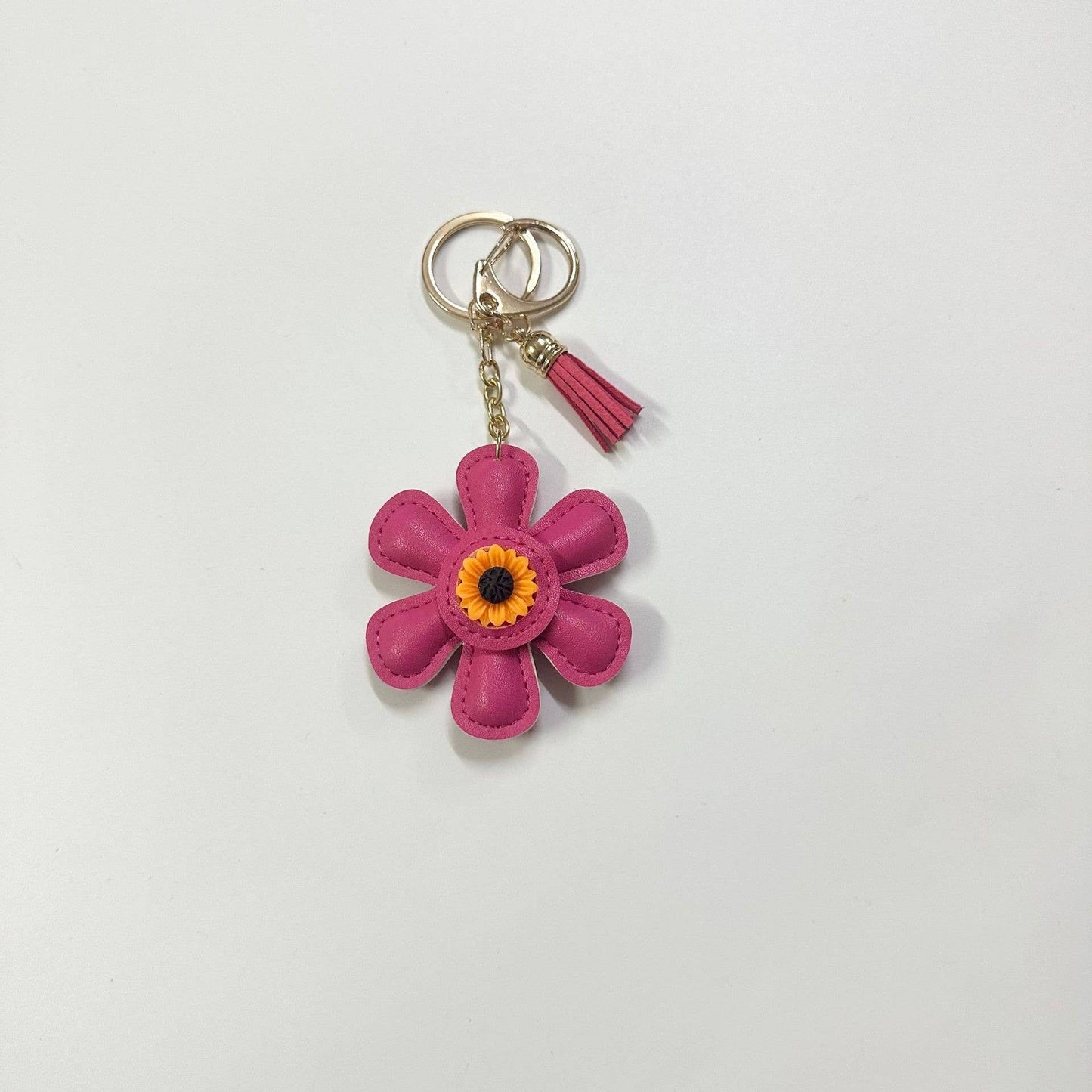 Sunflower Leather Keychain