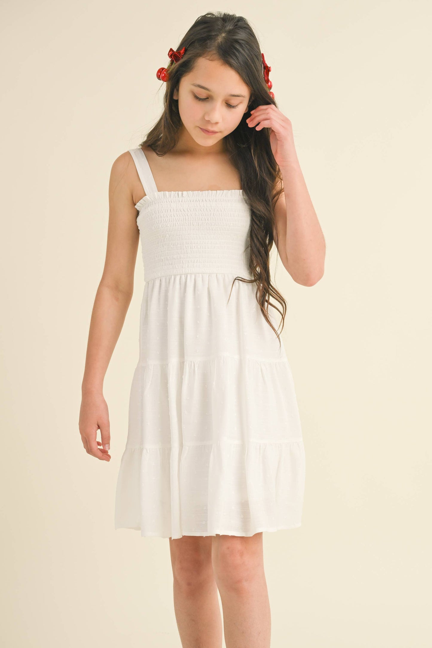TWEEN KIDS GIRLS SMOCKED TIERED DRESS