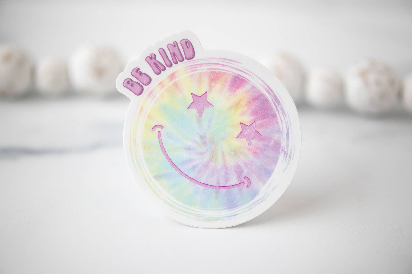 Be Kind Smile White Sticker, 3x3