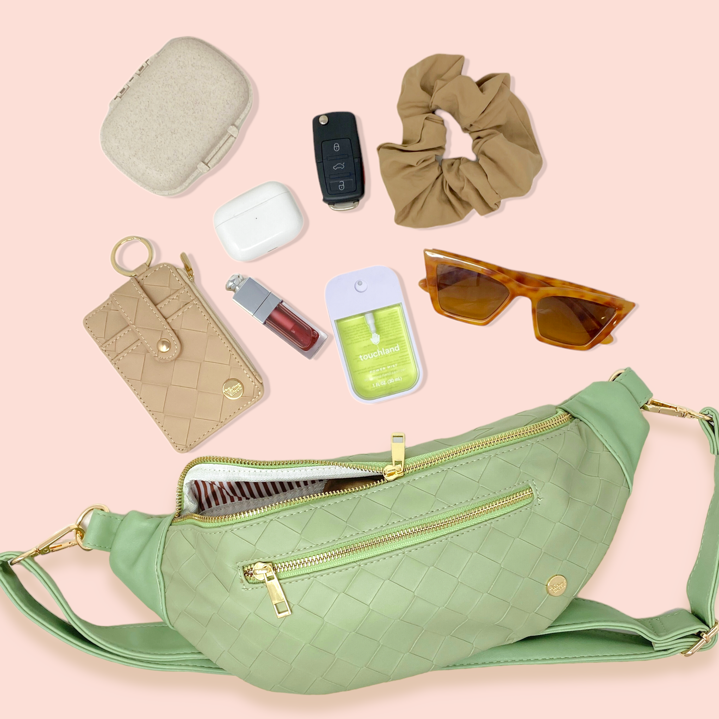 Trendy Luxe Belt Bag - Woven Sage