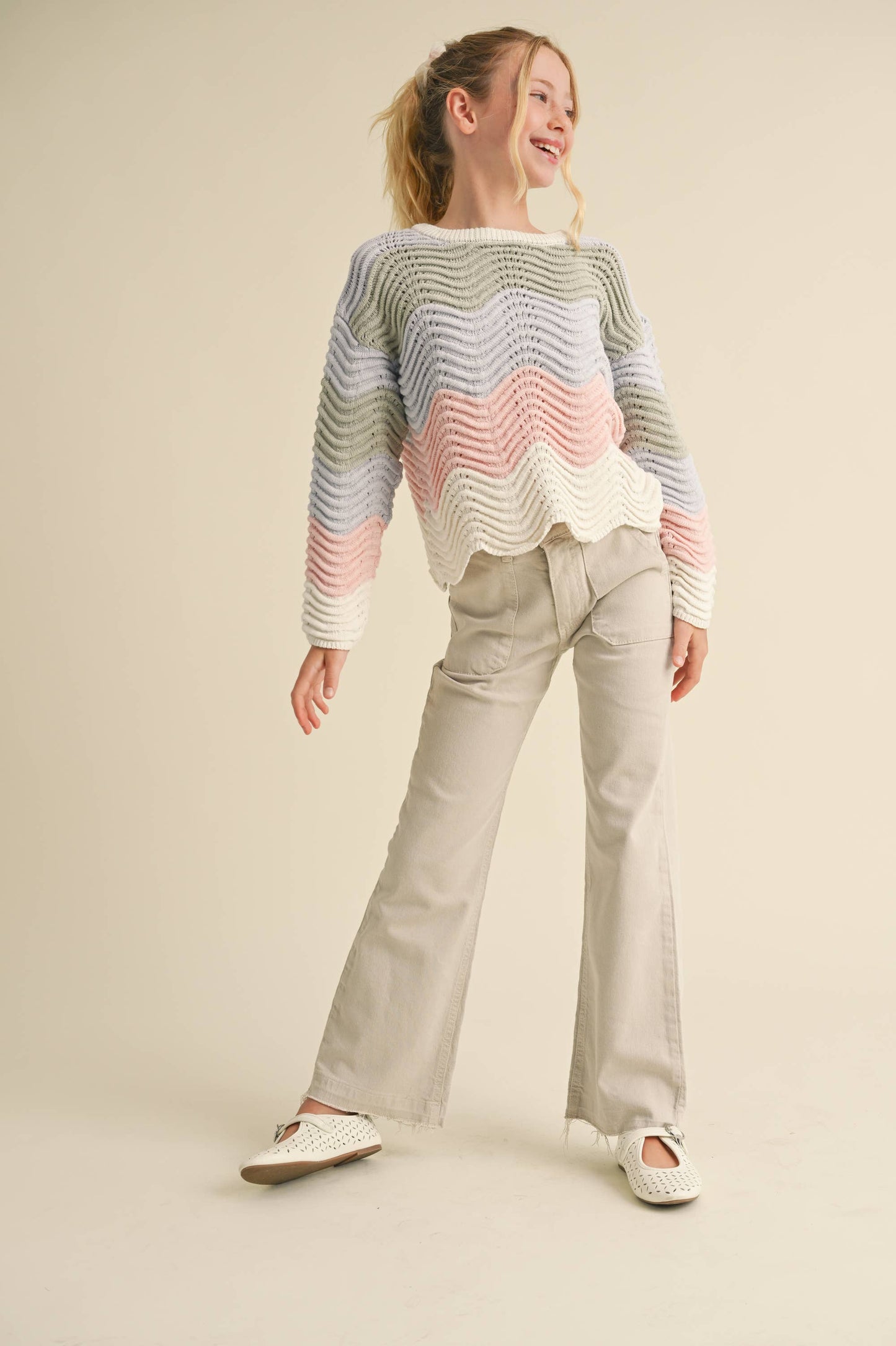 WAVY RIB KNITWEAR PULL OVER (7-14)