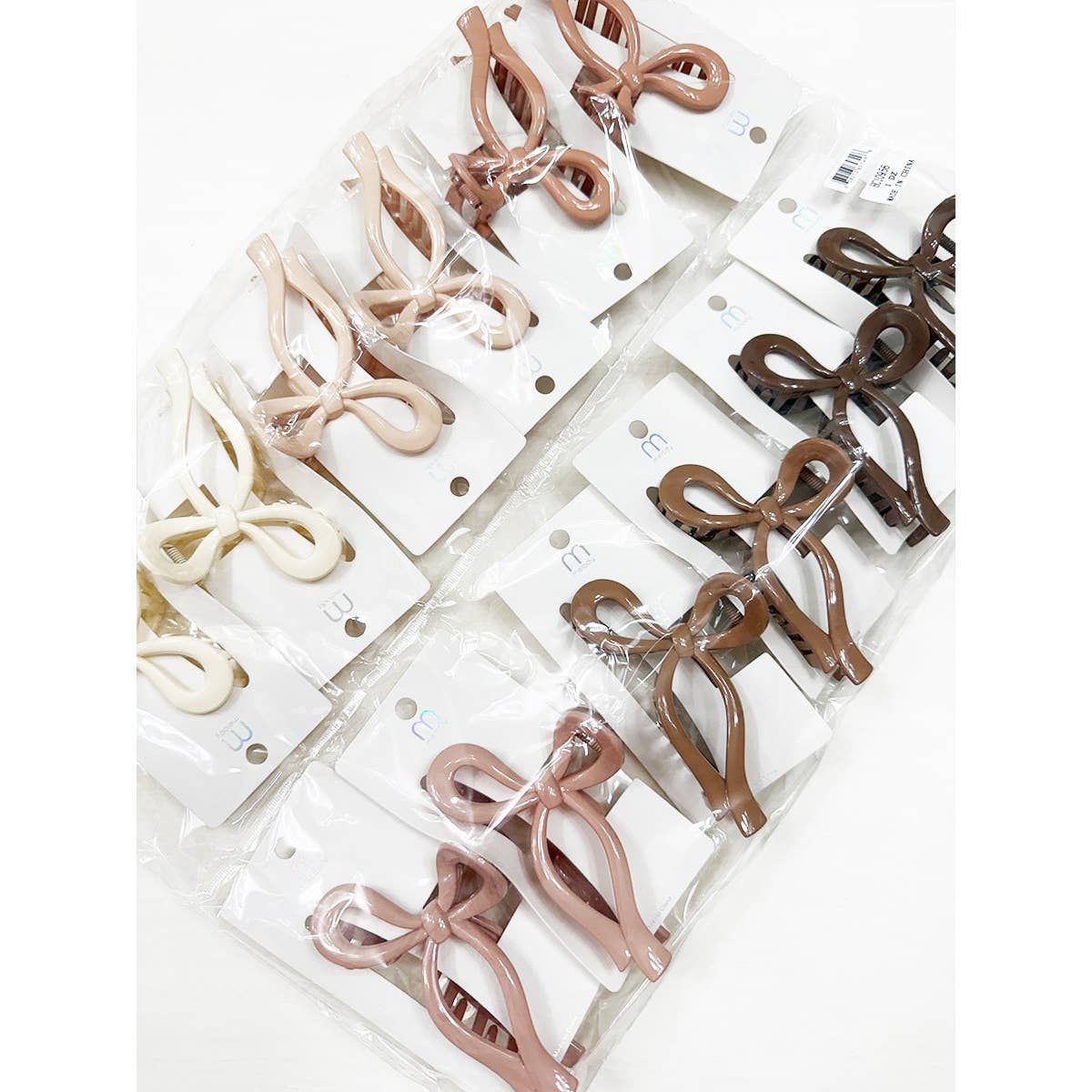 Glossy Neutral Tone Bow Shape Hair Claw