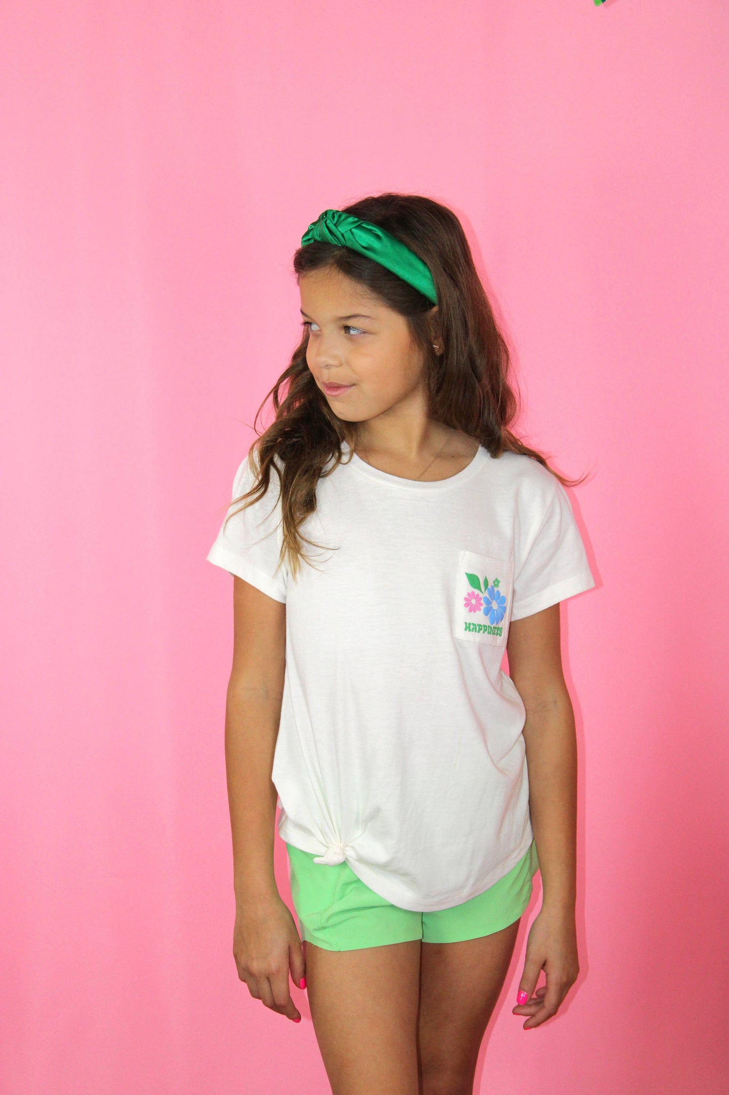 Choose happiness puff print graphic t-shirt