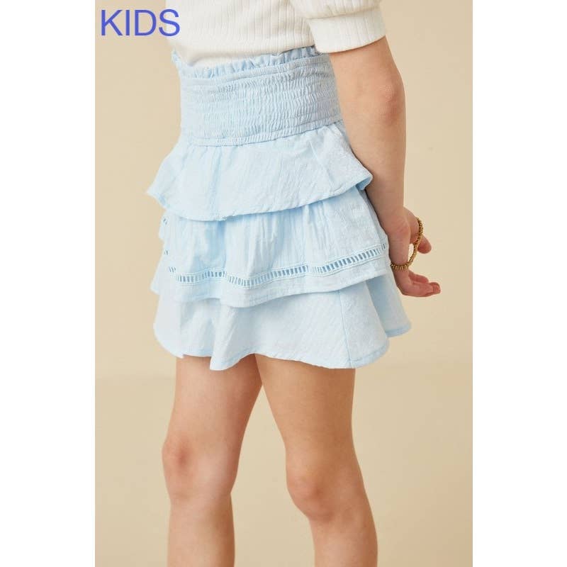 Girls Crochet Trimmed Smocked Layered Skirt