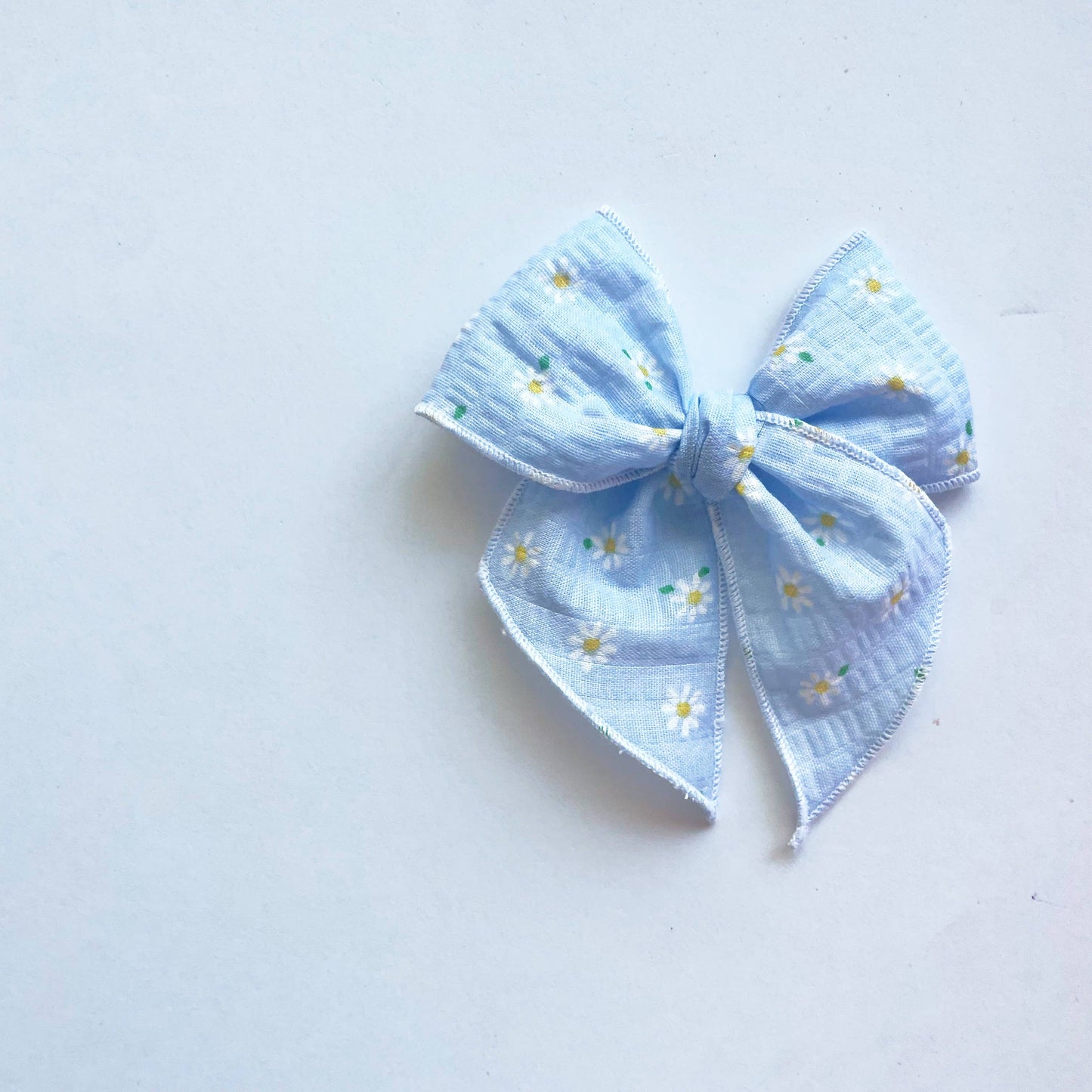Vintage Blue Seersucker Daisy Elle Bow
