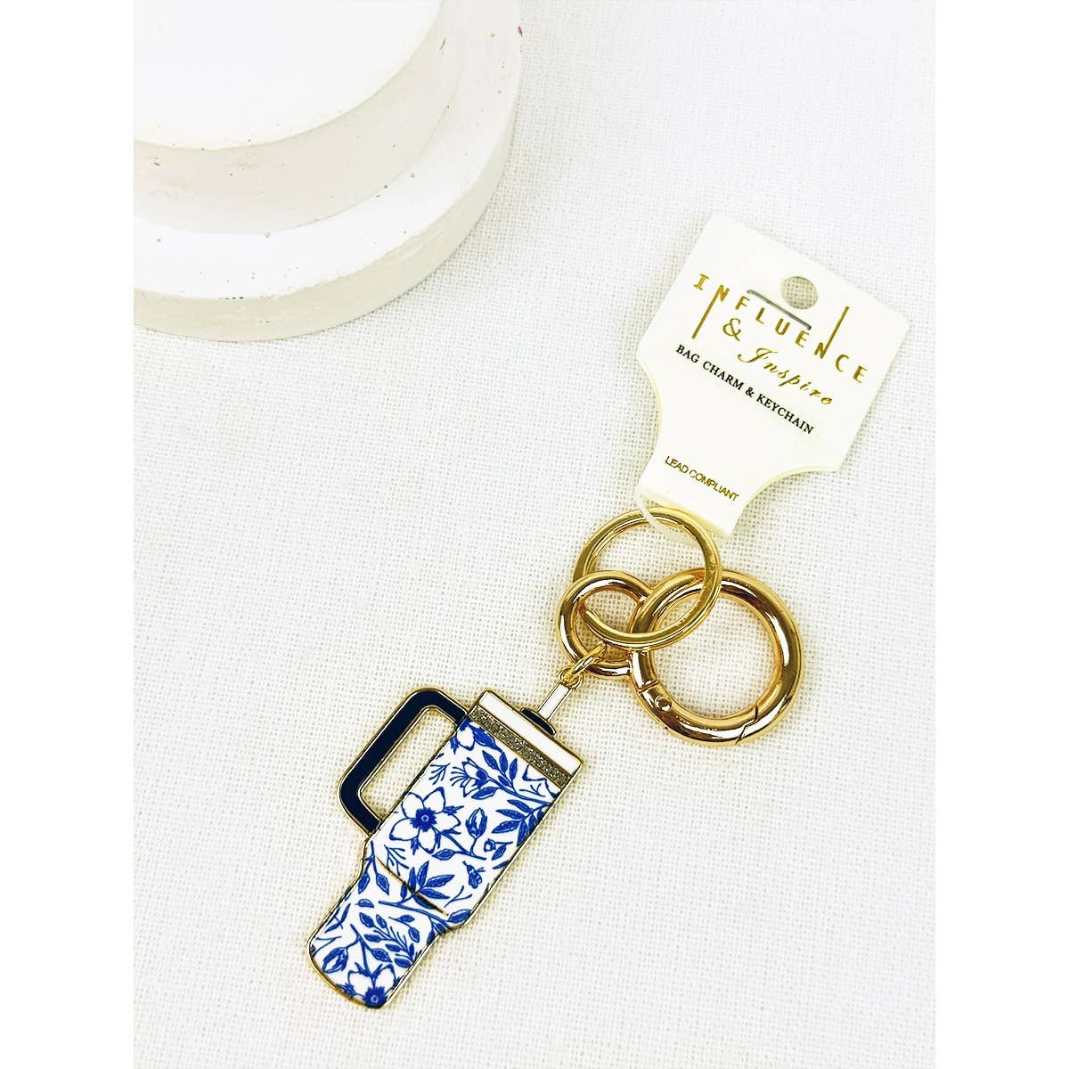 Tumbler Shaped Enamel with Bag Charm Key Chain