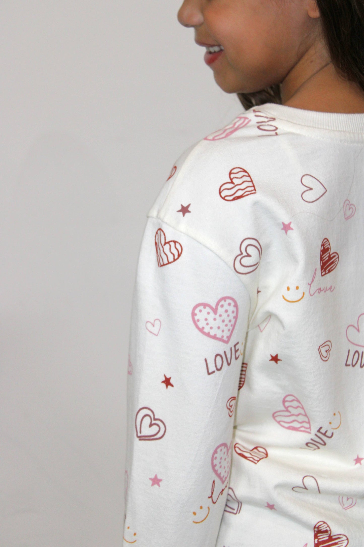 All Over Love Hearts Star Print Long Sleeve