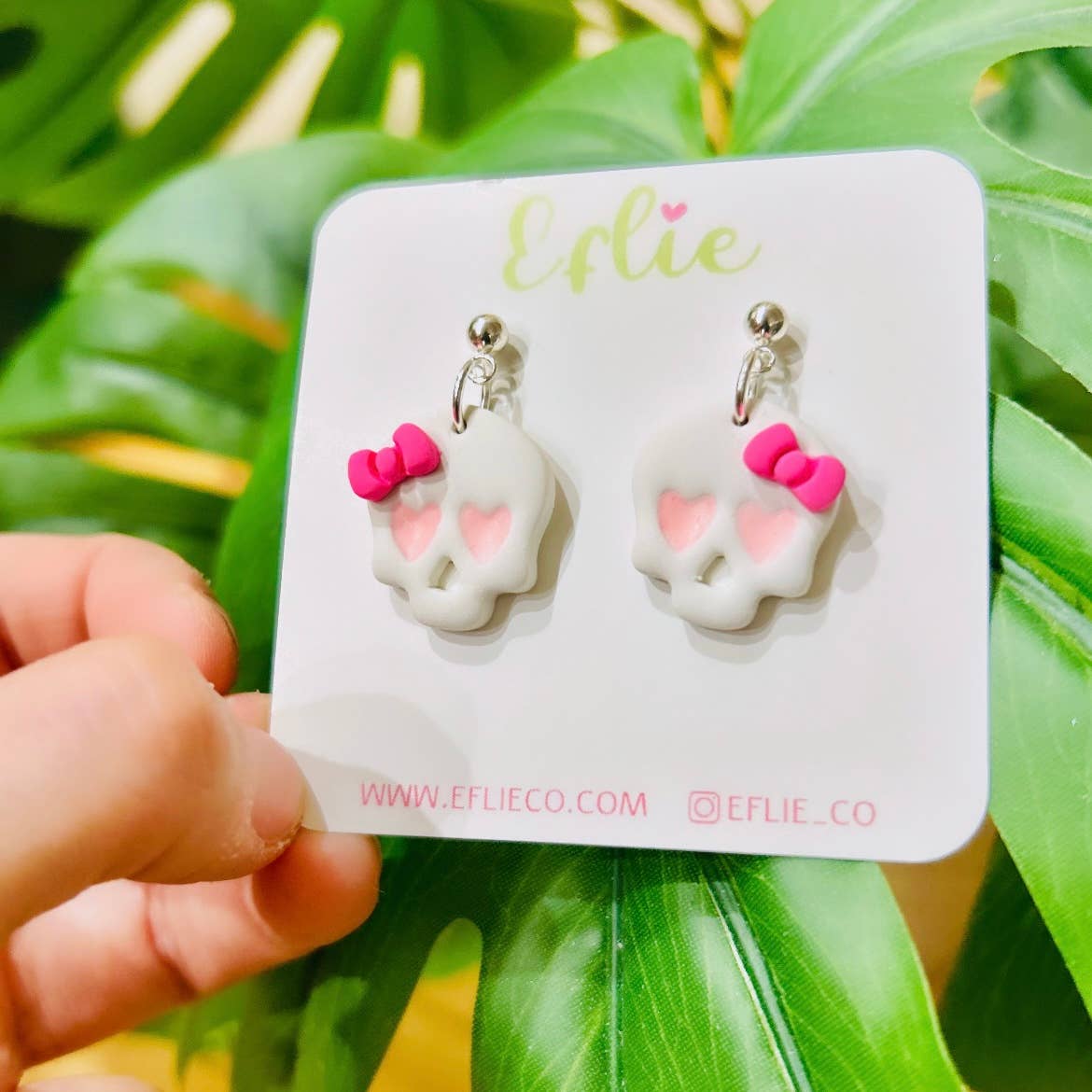 Halloween Pink Skeleton With A Floral Earring | Cute Spook