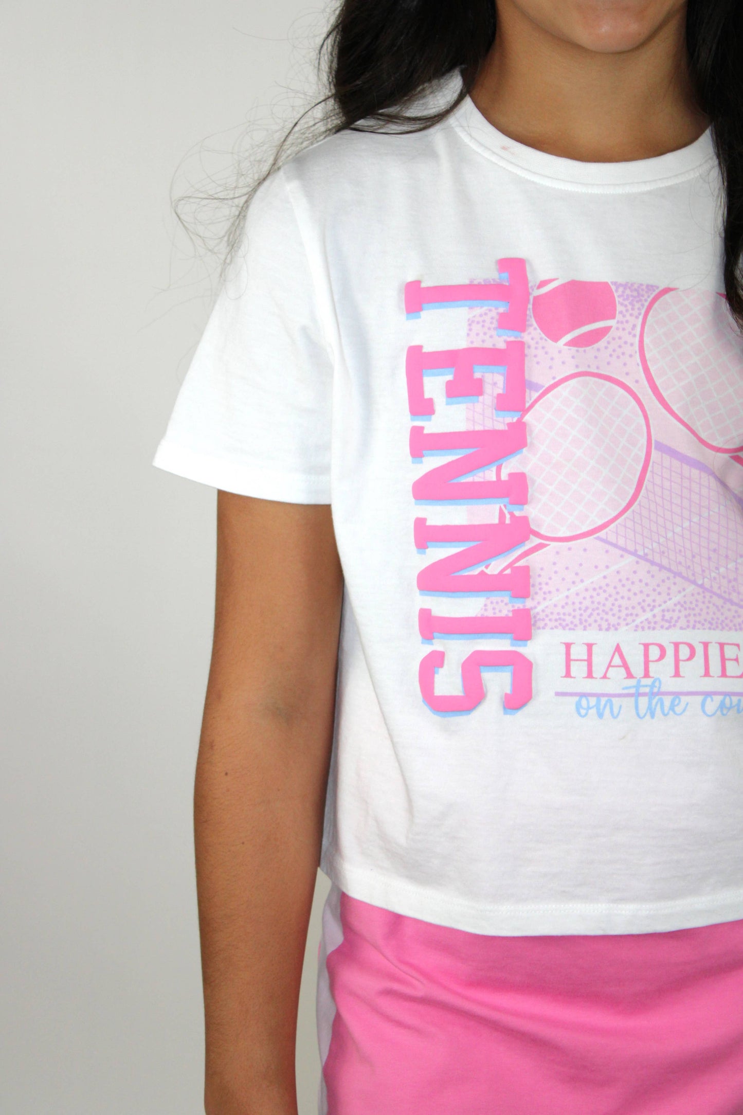 Happiest on the court graphic t-shirt