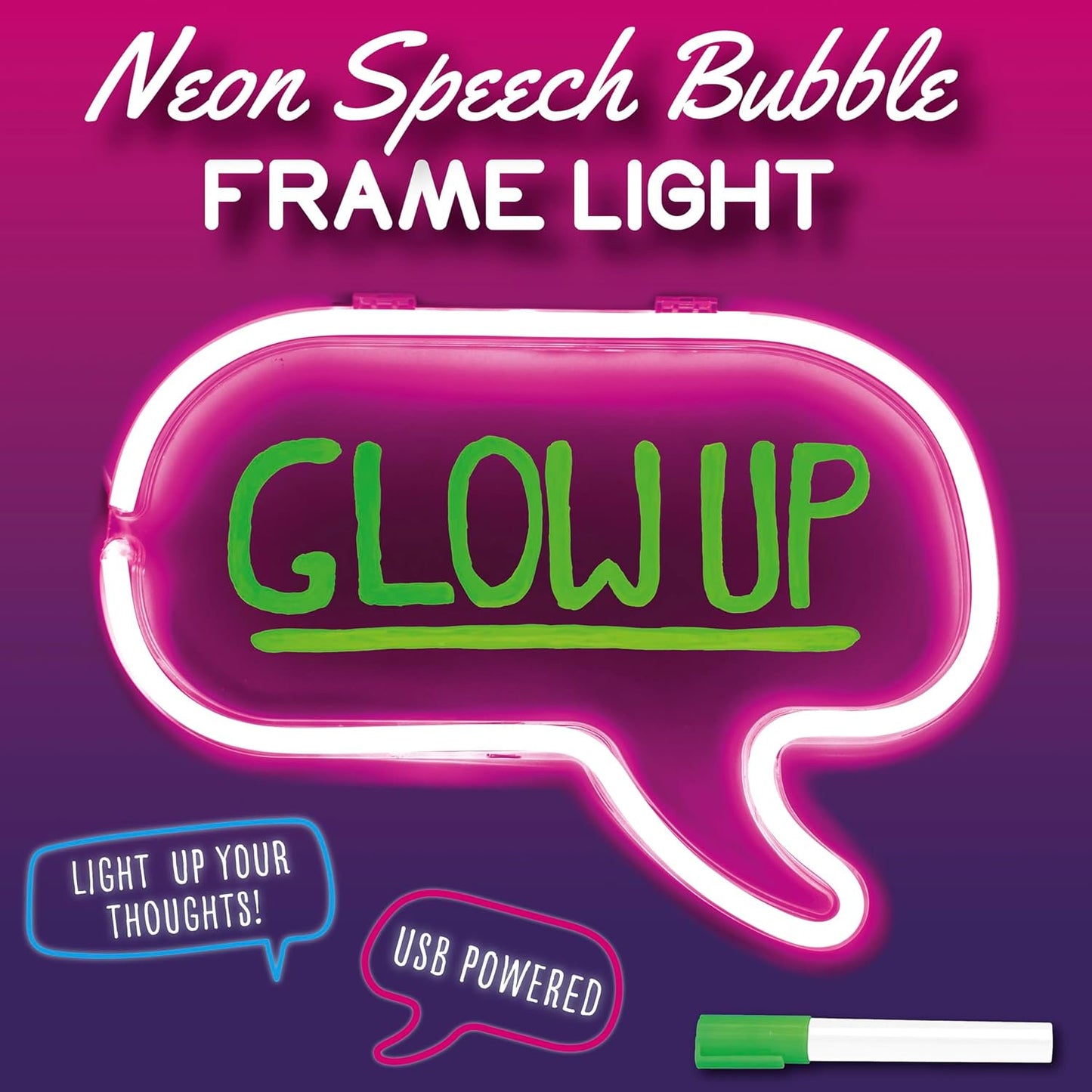 neon speech bubble frame light up