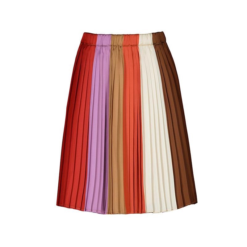 Stripes midi pleated skirt