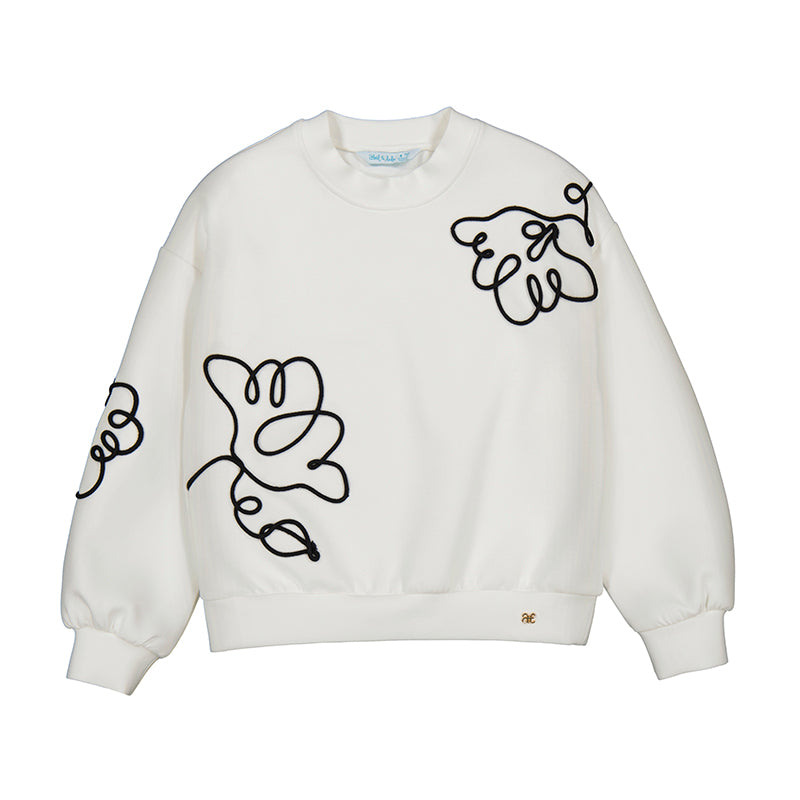 White & Black Flower Sweater