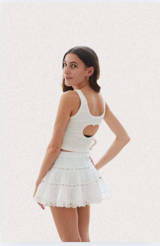 Harlow White Heart Cut Out Tank