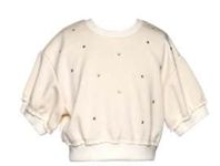 RHINESTONE EMBELLISHED SCUBA S/S SWEATSHIRT