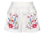 EMBROIDERED FLORAL SHORTS W/ LACE TRIM
