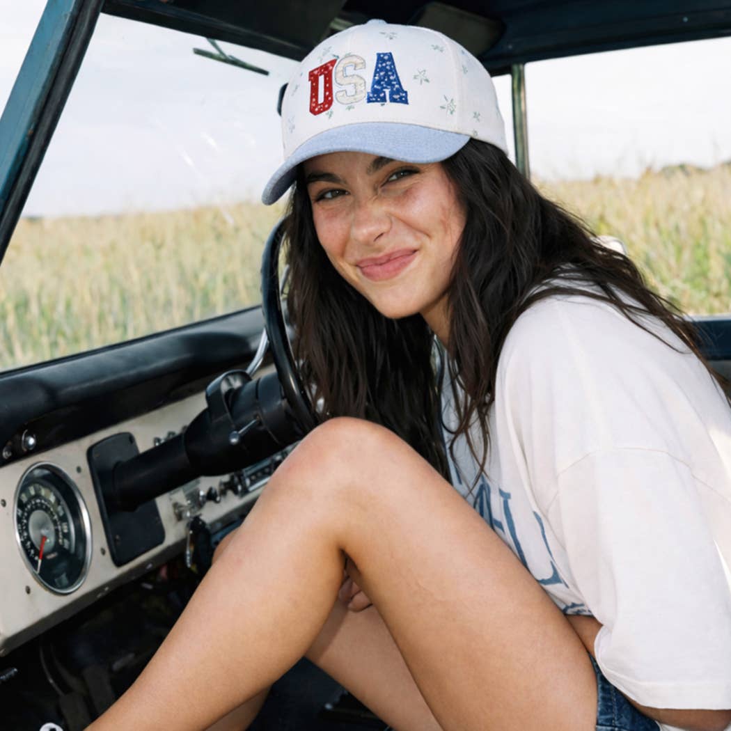 USA Floral Trucker Hat