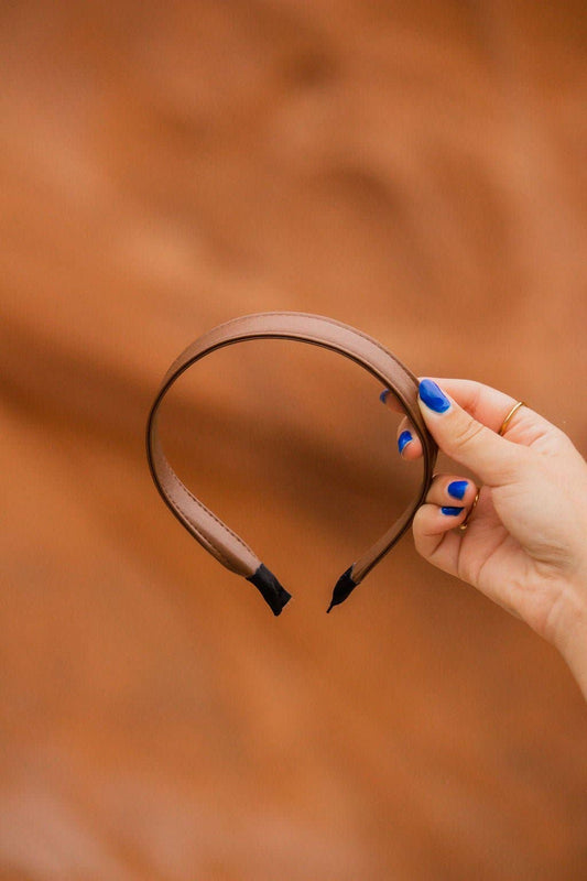 Thin Brown Leather Headband