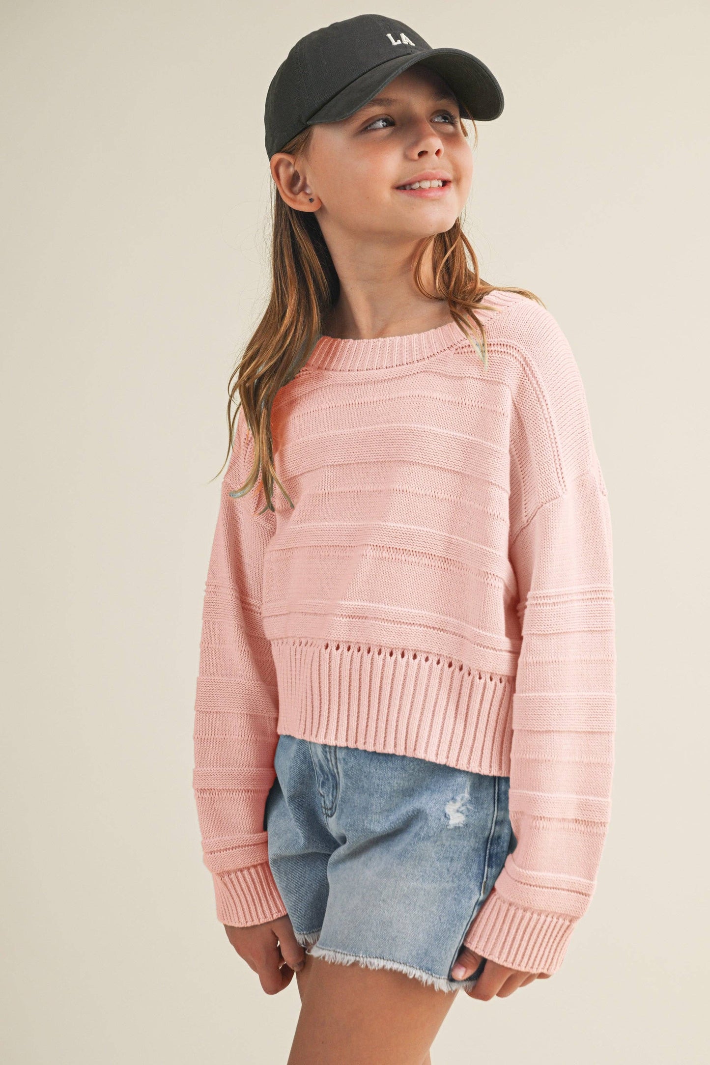 Girls' Textured Knit Sweater