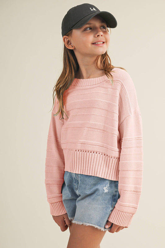 Girls' Textured Knit Sweater