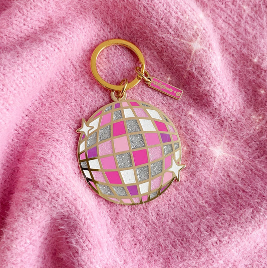 Disco Ball Enamel Keychain