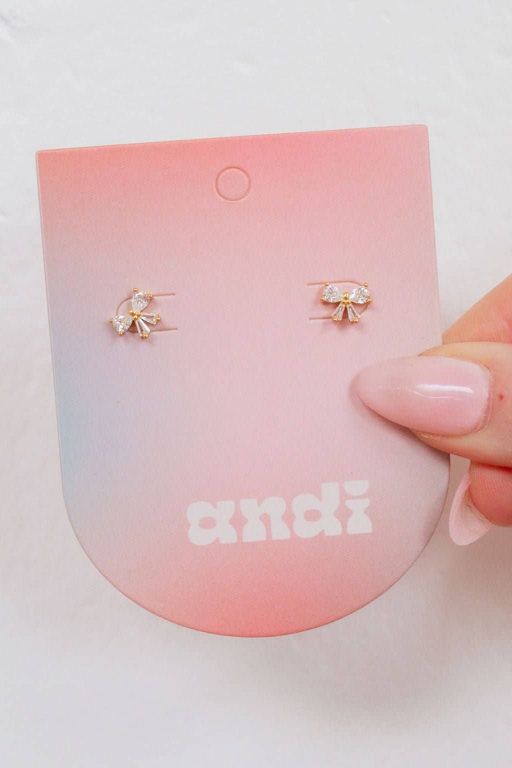 Delicate Crystal Bow Studs - Hypoallergenic