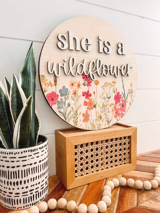 3D She is a Wildflower Boho Sign