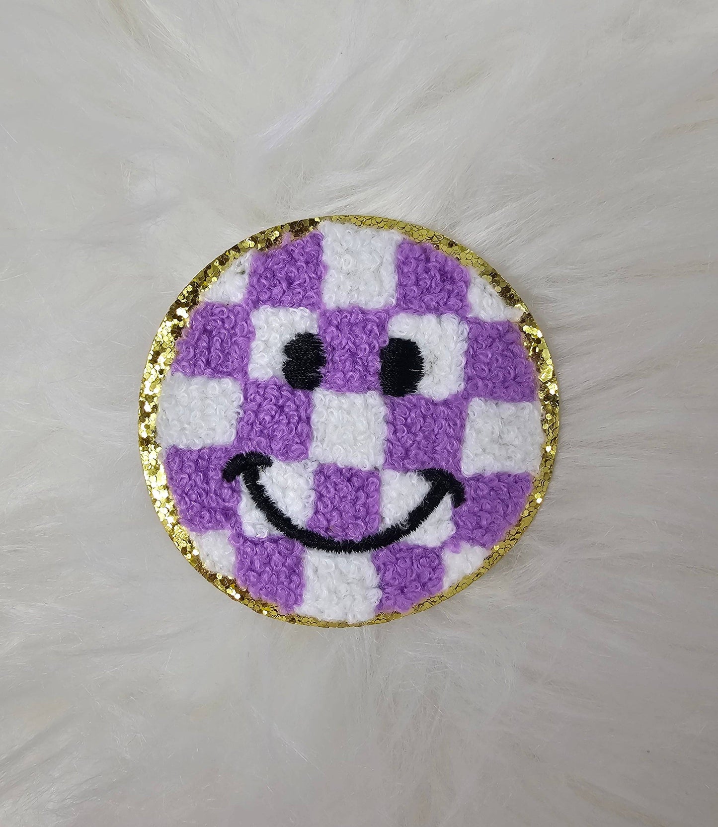 Checkered Smile Face Patch