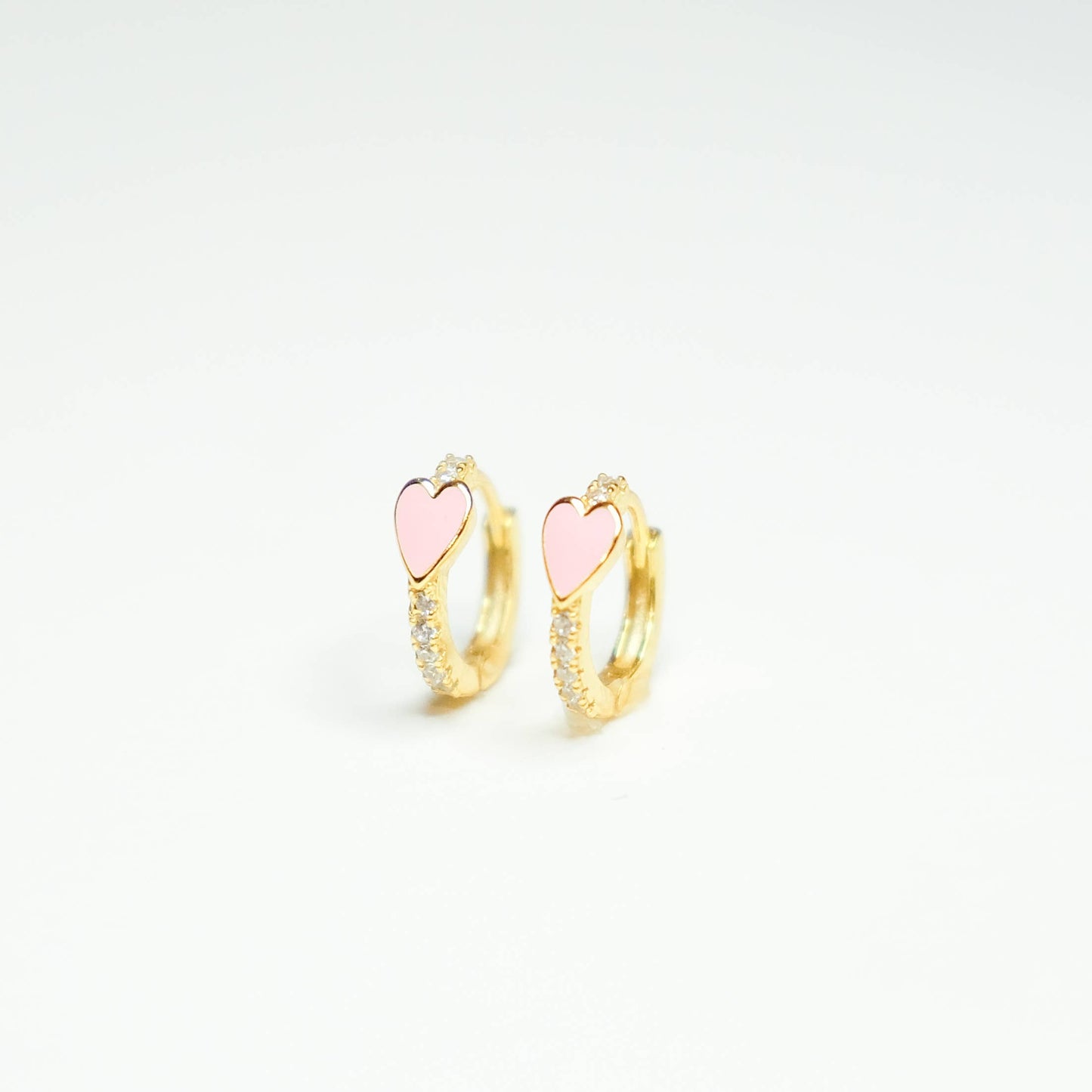 Pave Heart Huggie Earrings