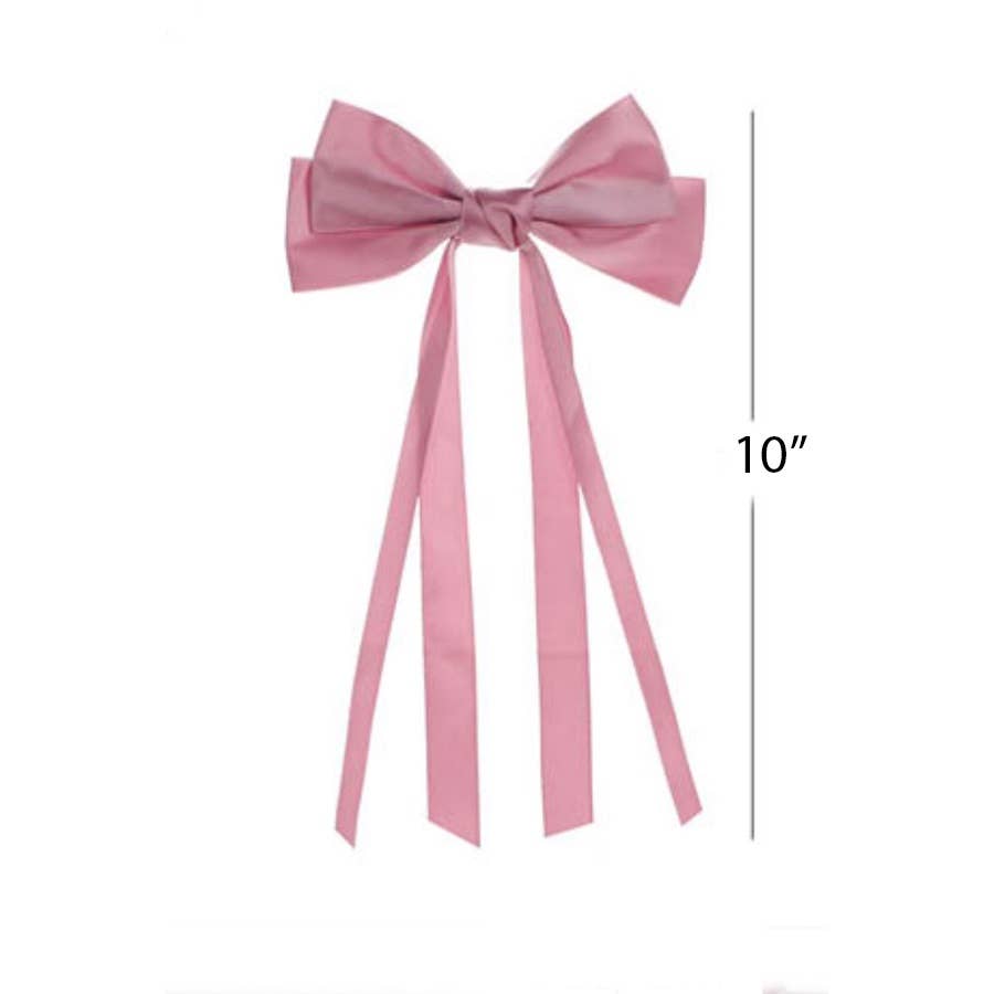 Mauve Tone Satin Double Bow Long Tail Hair Clip