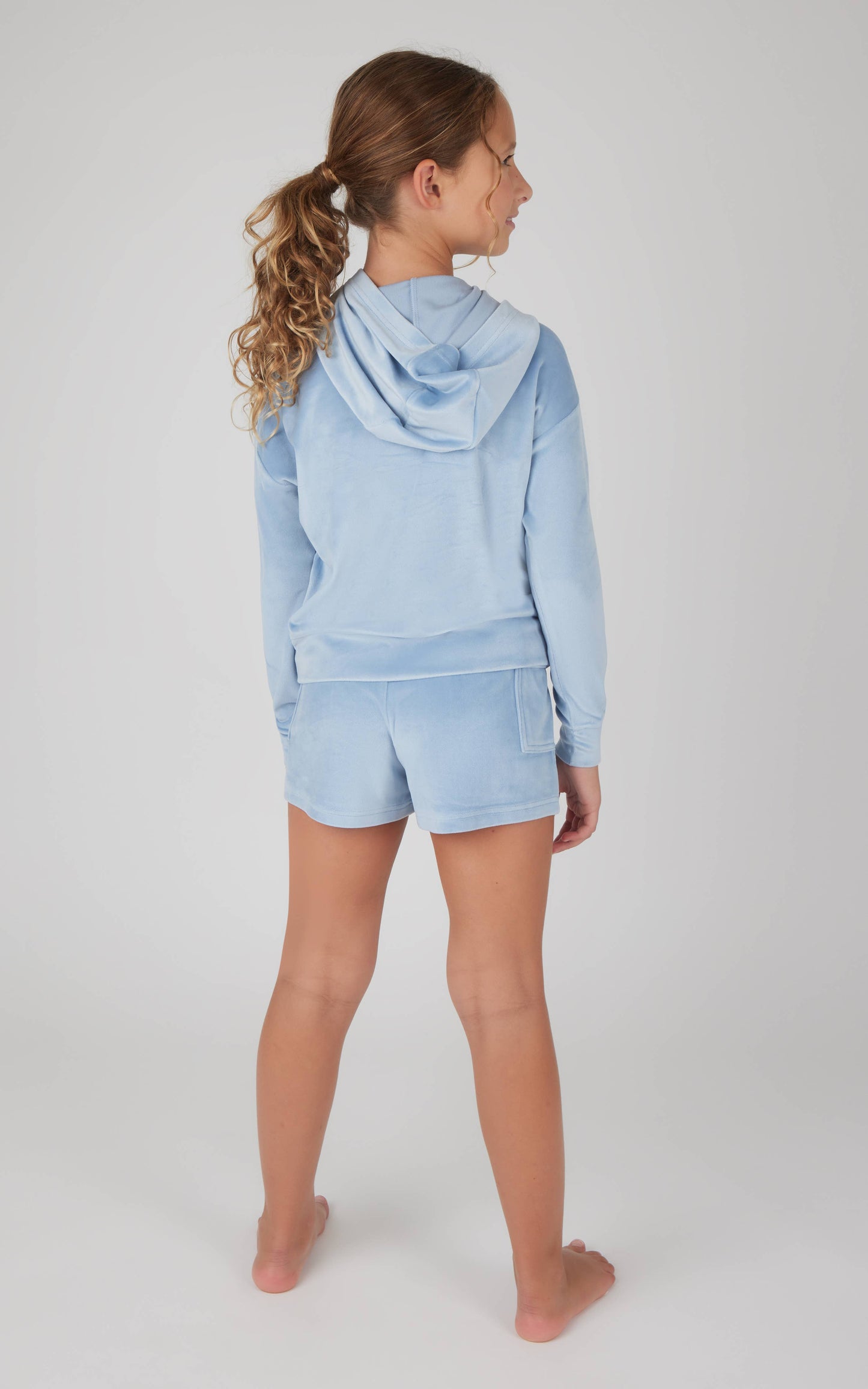 Girls Velour Hoodie and Cargo Shorts - 2 PC SET