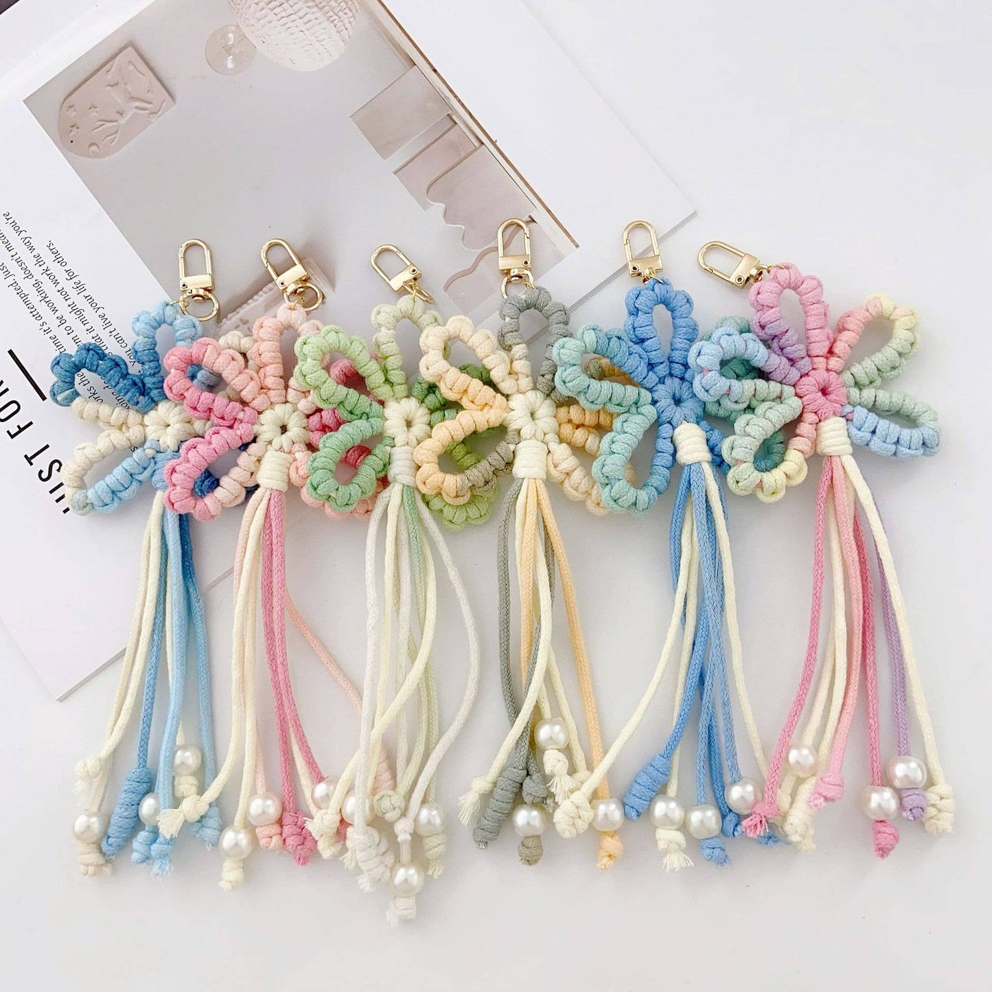 Hand-Woven Flower Keychain