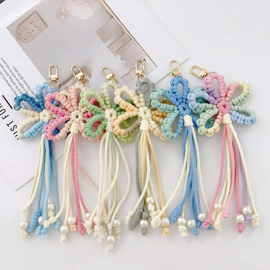 Hand-Woven Flower Keychain