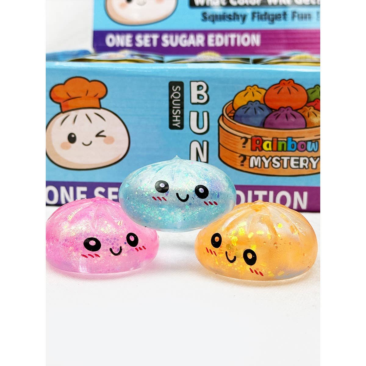 24pcs Mini Glitter Dumpling Squishy with Steamer