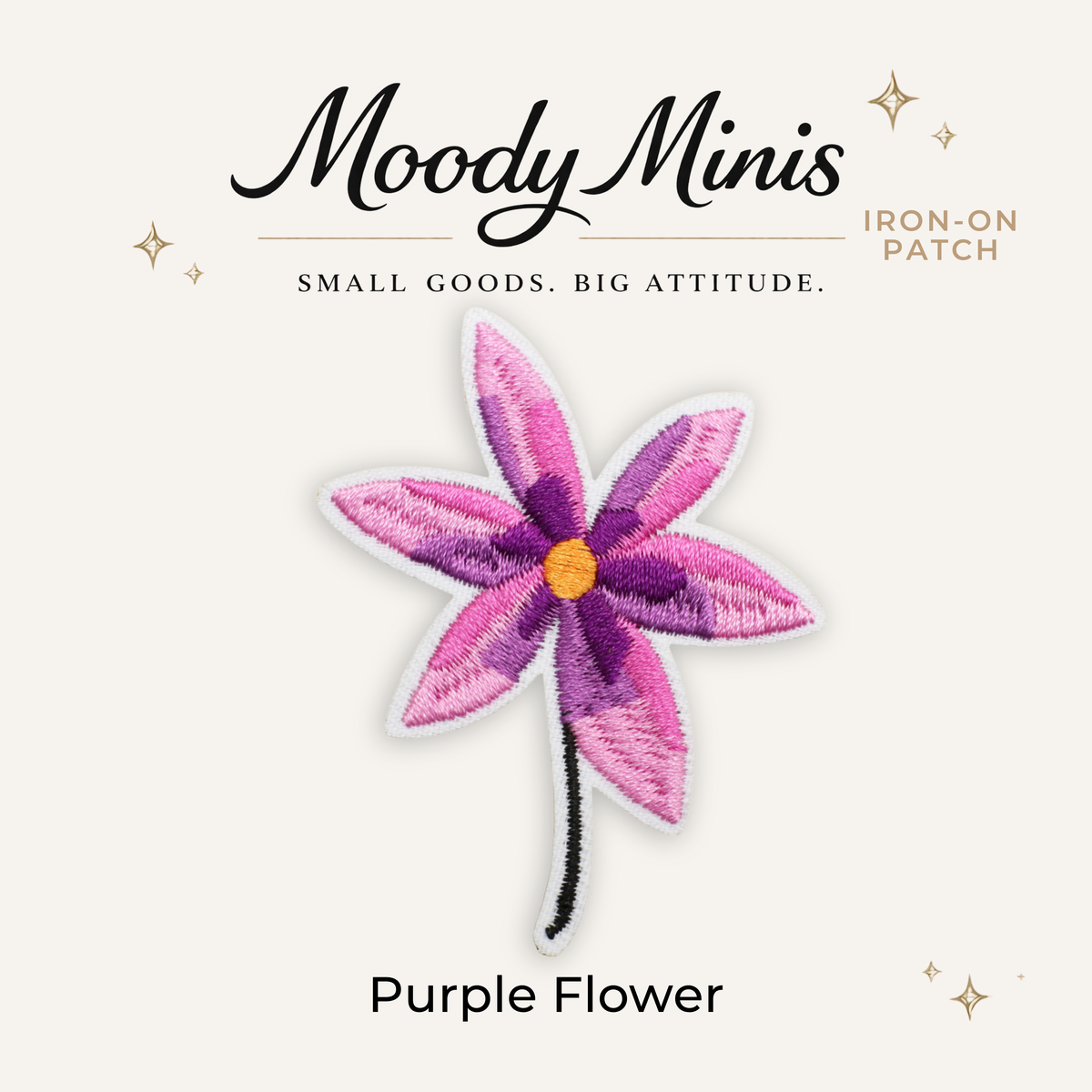 Purple Flower Embroidered Patch