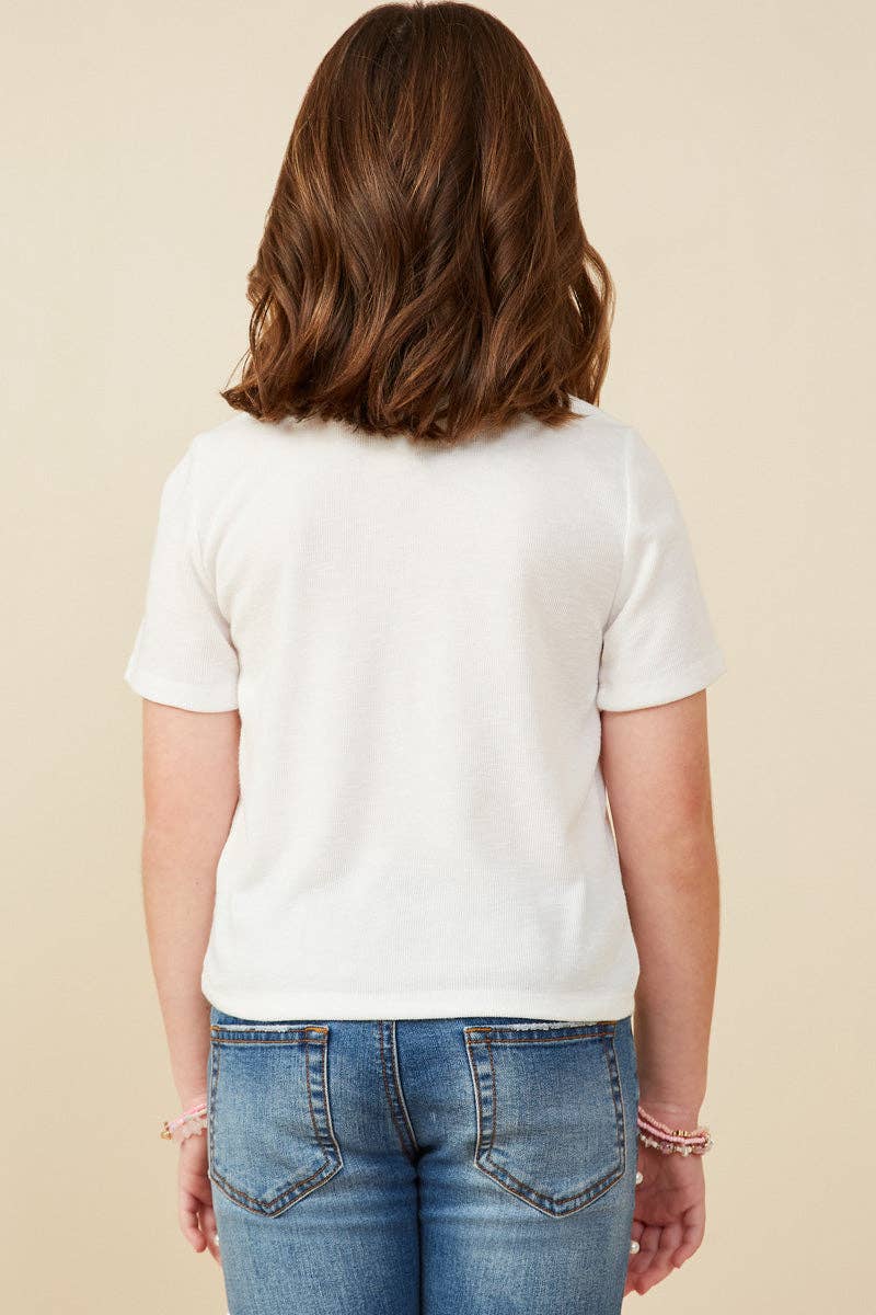 Girls Pearl Detailed Bow Knit T Shirt